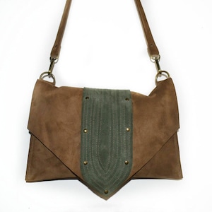 Suede clutch / Brown suede handbag