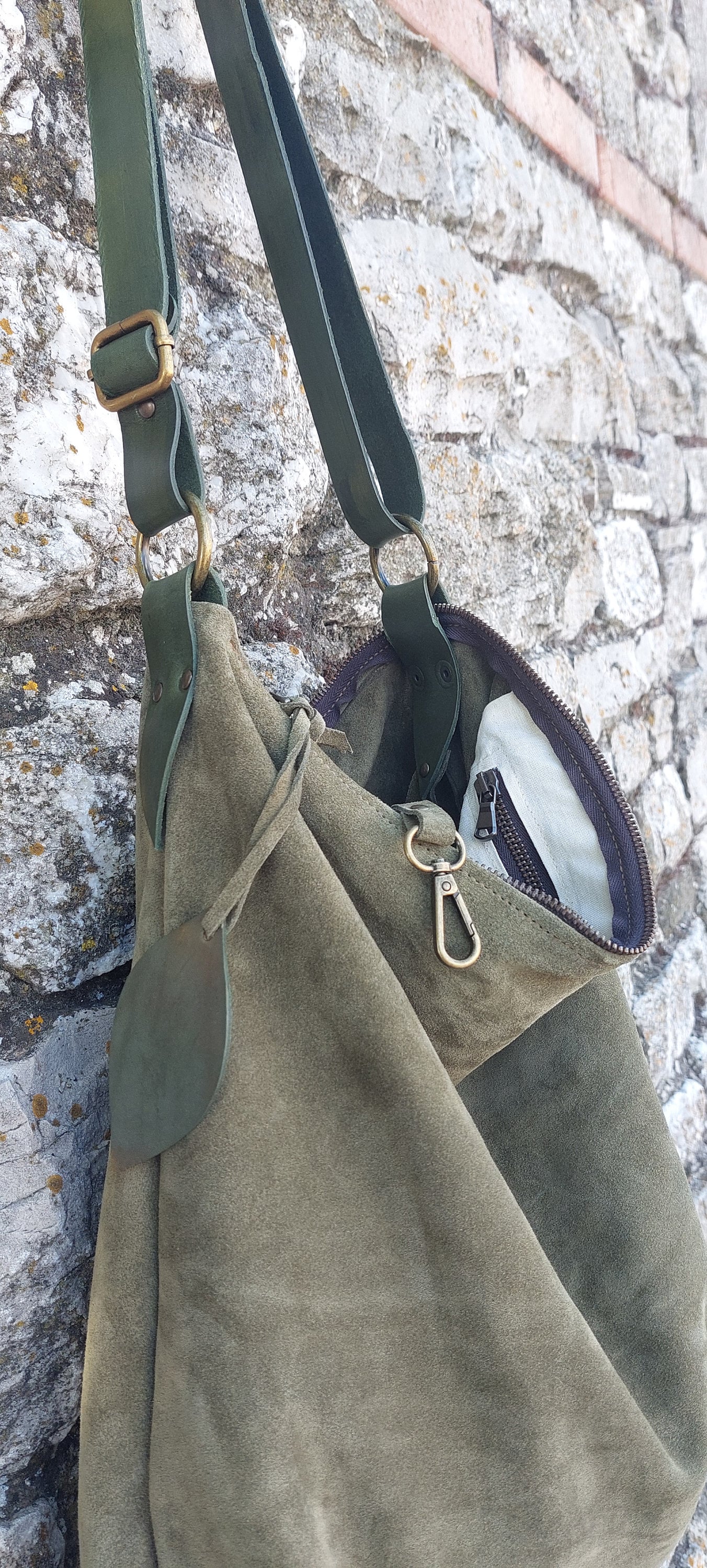 Green suede outlet hobo bag
