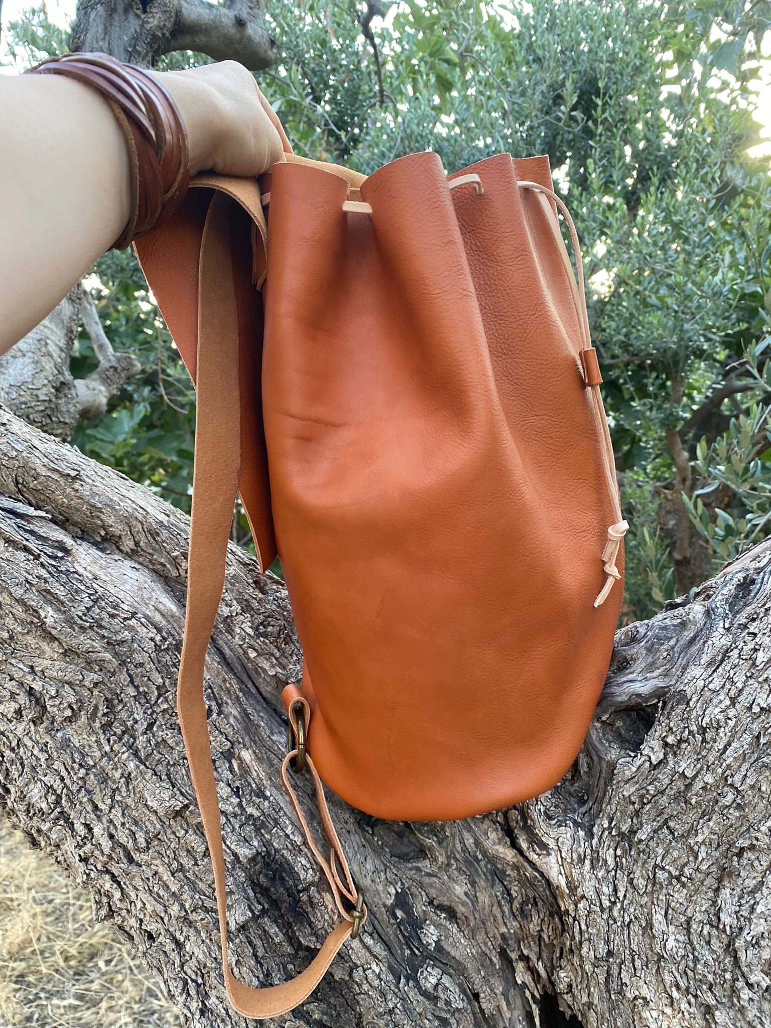 Soft Orange Leather Backpack - Etsy