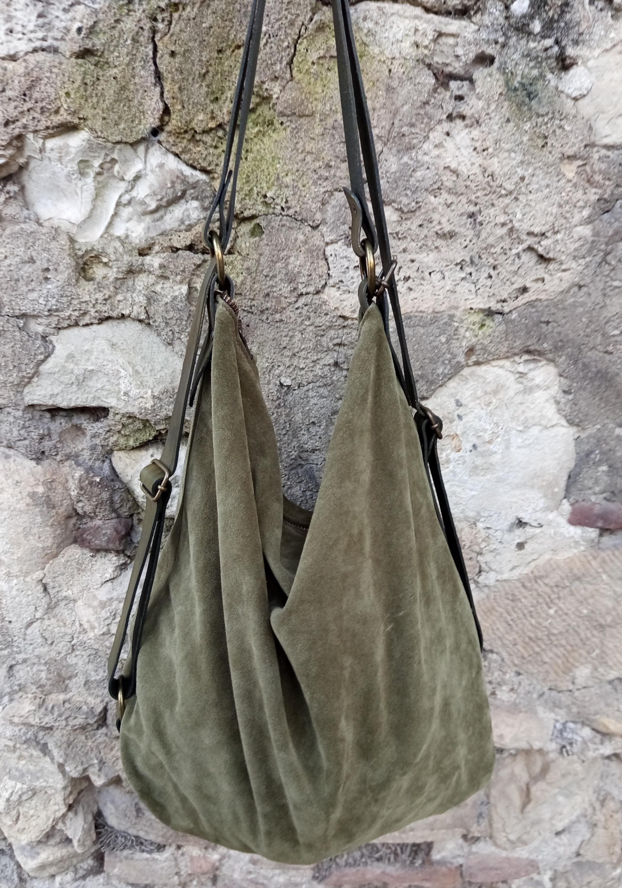 Black suede hobo bag Bag/backpack convertible