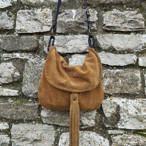 Brown colour suede crossbody bag Suede bag