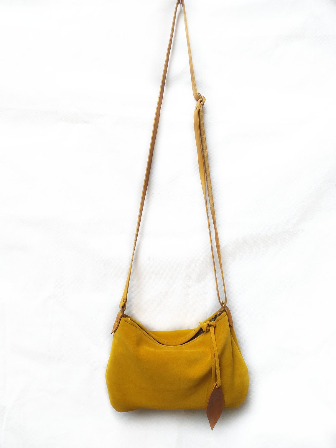 Yellow Suede Soft Crossbody Bag / Mini Hobo Bag | Etsy