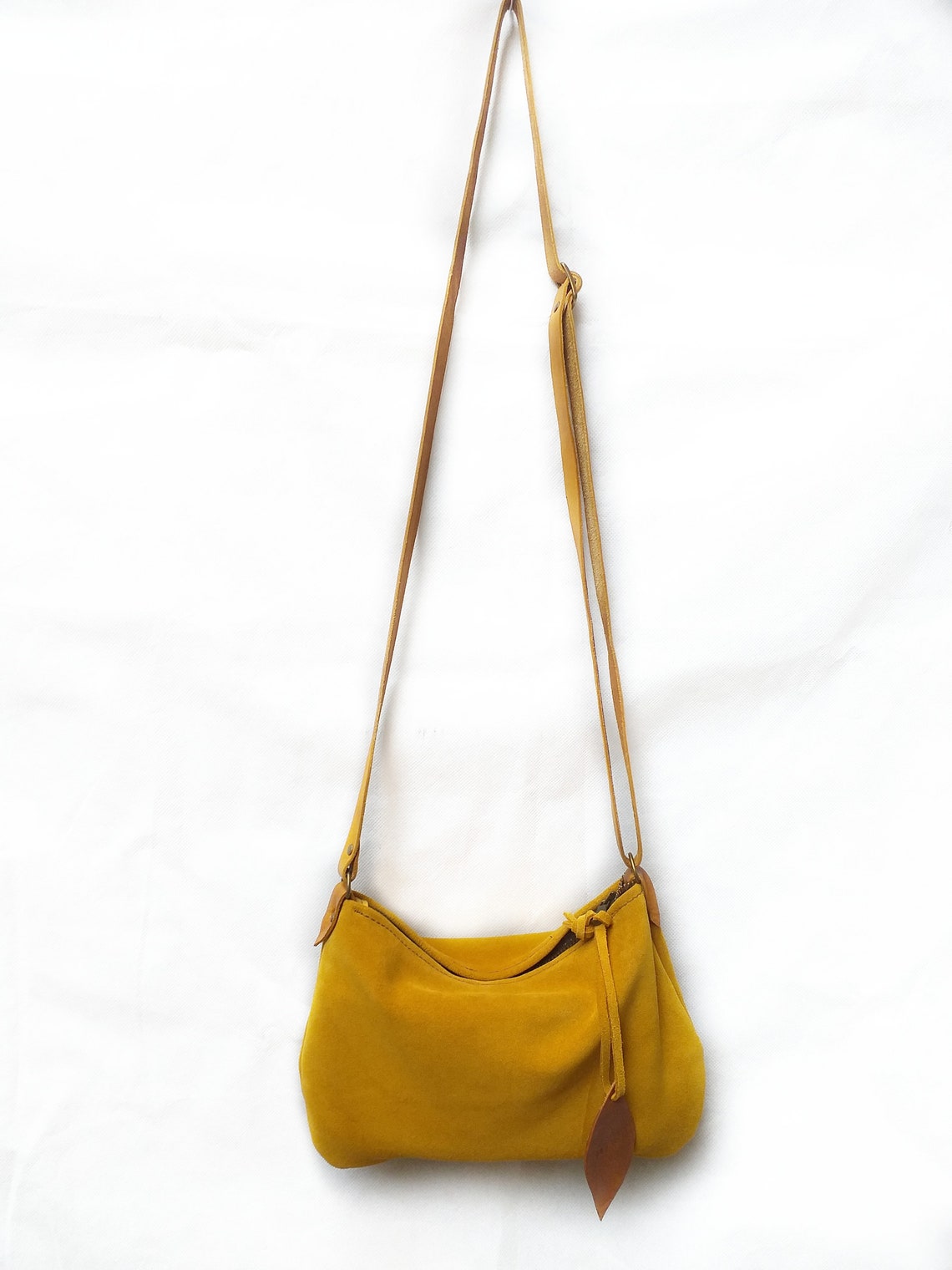 Yellow Suede Soft Crossbody Bag / Mini Hobo Bag Etsy