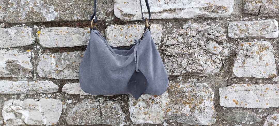 Small Suede Crossbody Bag with Bamboo Closure black
