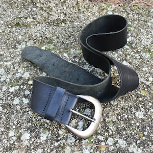 Handmade black leather belt