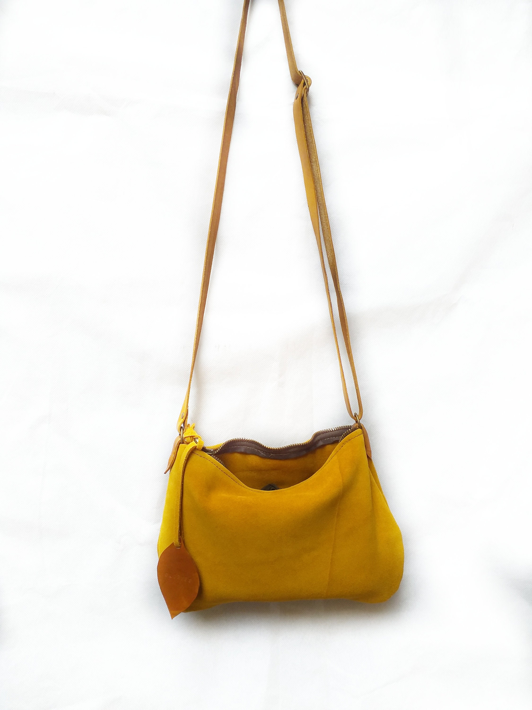 Yellow Suede Soft Crossbody Bag / Mini Hobo Bag - Etsy