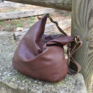 Handmade Brown Leather Hobo Bag - Etsy