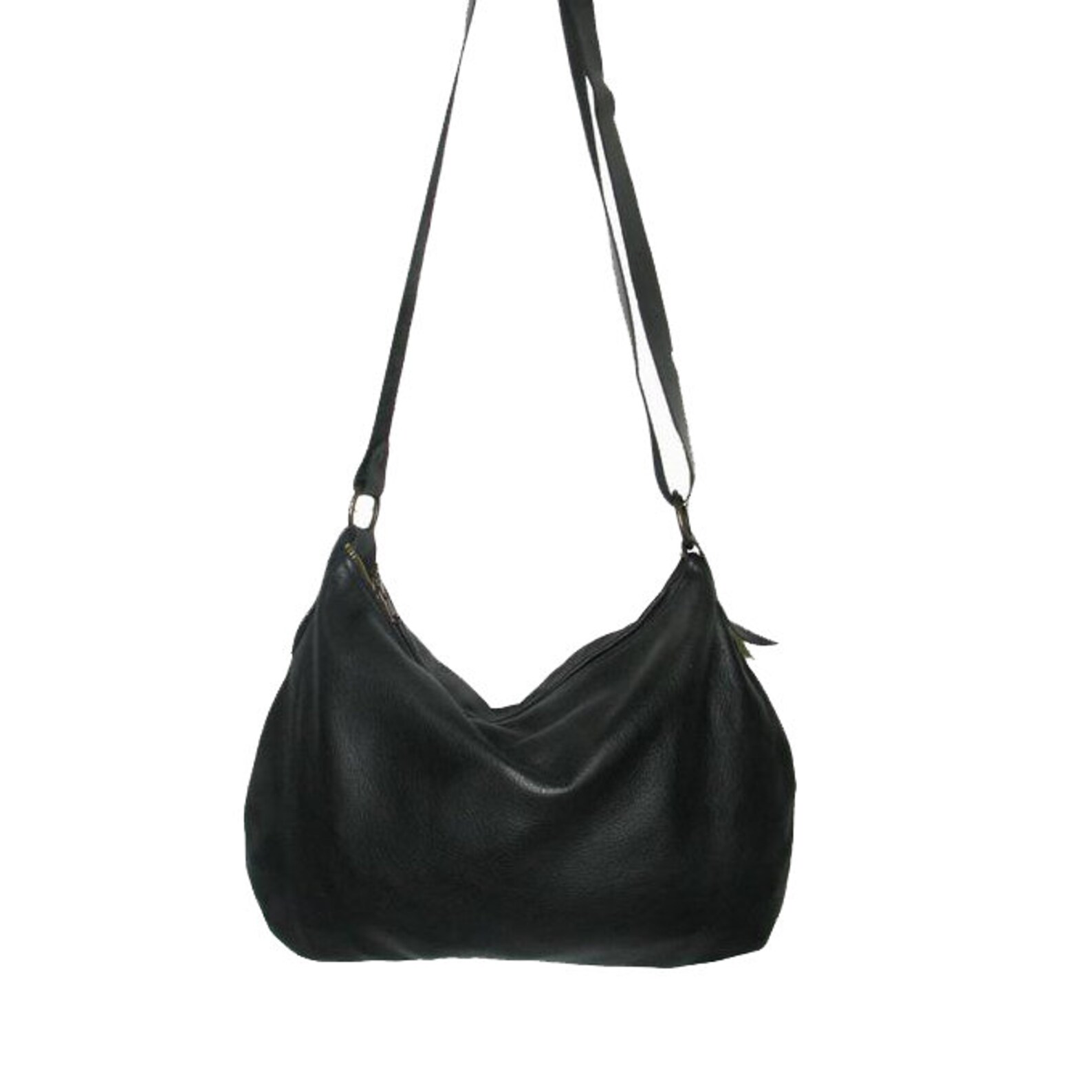 Handmade Black Leather Medium Size Hobo Bag Etsy