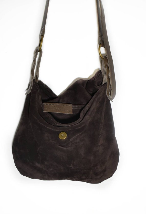 Borsa tracolla in pelle scamosciata marrone Borsa da donna Hobo