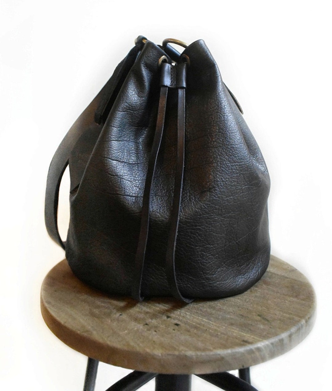 Black Leather Bucket Bag main image 0