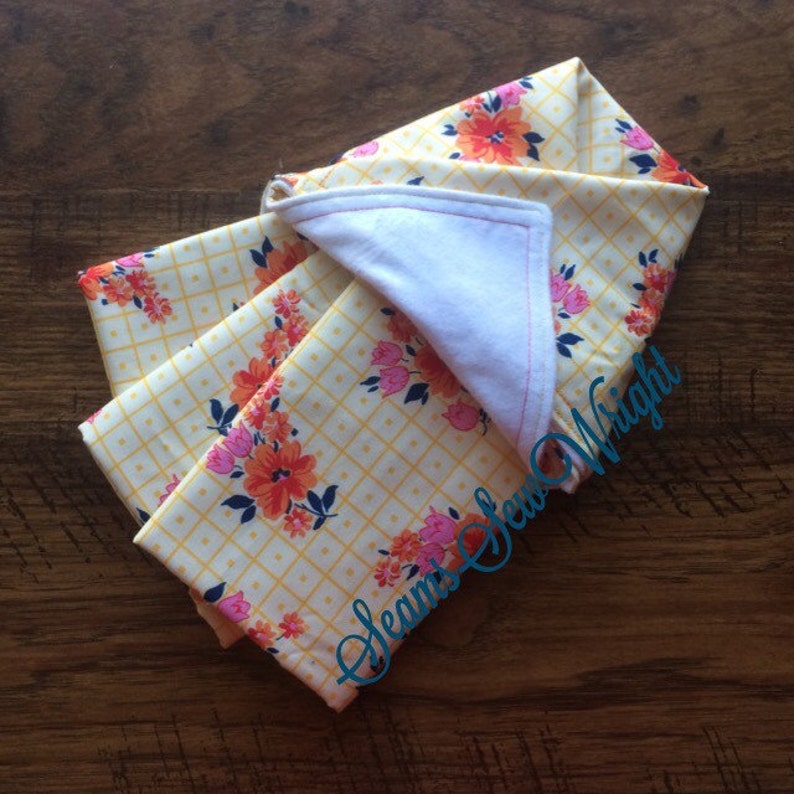 Yellow Check Floral cloth napkins Etsy