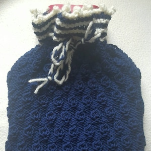 Hot Water Bottle Cozy Cover Chunky Yarn Basket Weave Wine