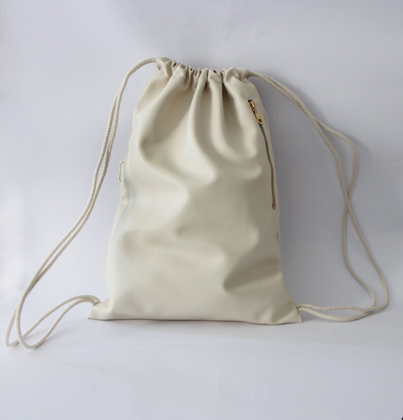 Cream Backpack Off White Drawstring backpack Women bags Vegan Backpack Rucksack backpack Drawstring bags Gym Bag Women Backpack