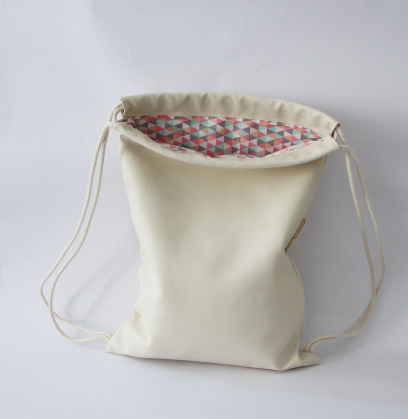 Cream Backpack Off White Drawstring backpack Women bags Vegan Backpack Rucksack backpack Drawstring bags Gym Bag Women Backpack