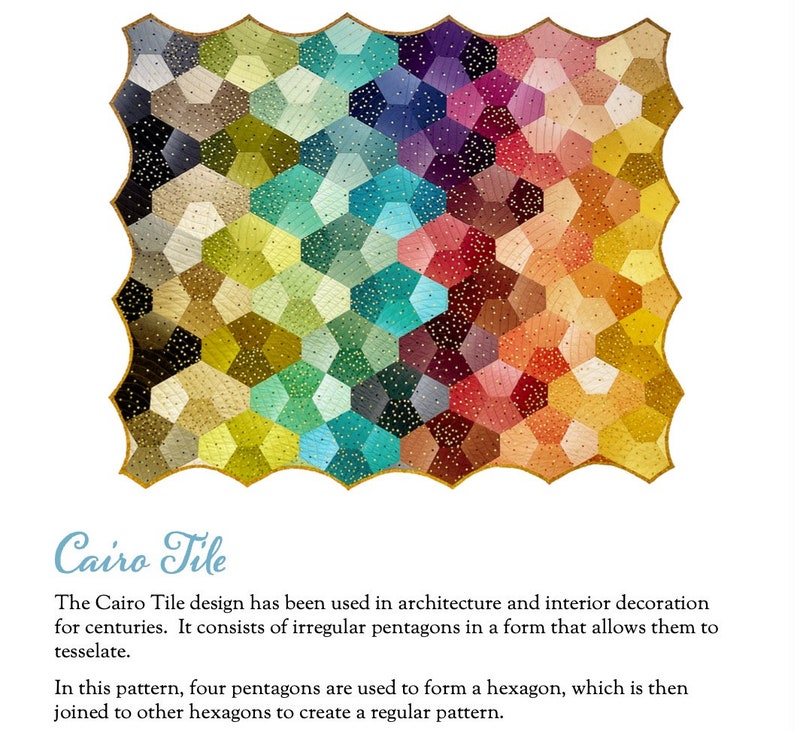 Cairo Tile Quilt Pattern, PDF, Digital Download image 1