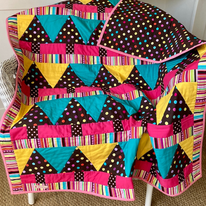 Baby Quilt Modern Quilt Cot Patchwork Quilt Bright Tree Etsy