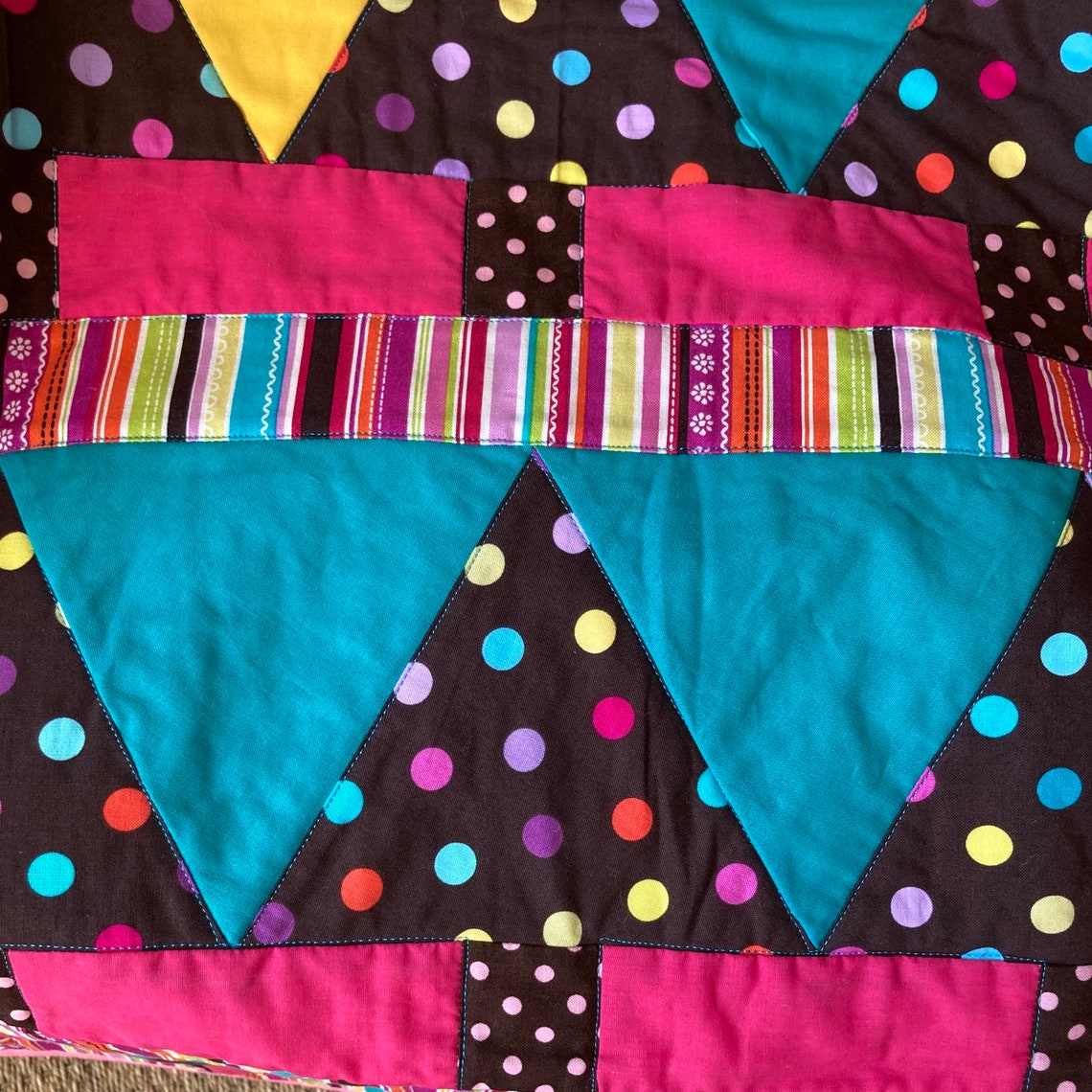 Baby Quilt Modern Quilt Cot Patchwork Quilt Bright Tree Etsy