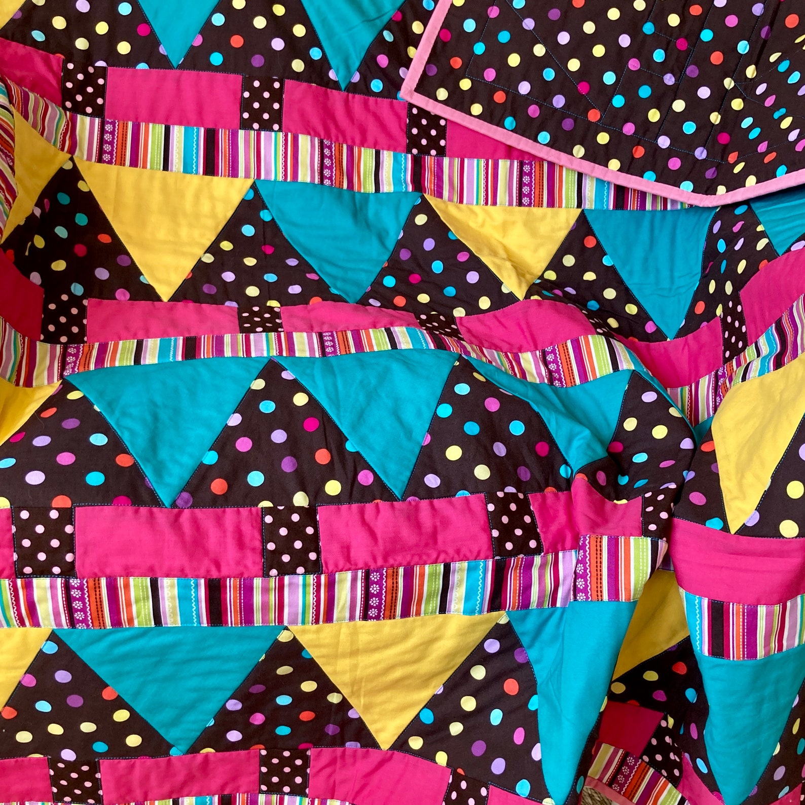 Baby Quilt Modern Quilt Cot Patchwork Quilt Bright Tree Etsy