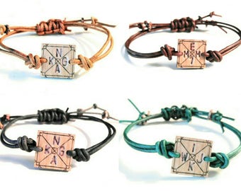 LOVE.MY.TRIBE™ custom bracelet >set of 4< leather + wood