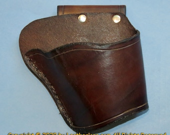 Handgemaakte leren riemholsters voor vuursteenpistolen uit de koloniale/burgeroorlogperiode*** - Afgewerkte emmerstijl