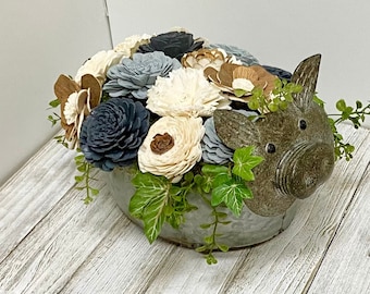Wood Flower Arrangement, Pig Flower Arrangement,  Sola Wood Flowers, Wood Flower Arrangement, Keepsake Gift, Gift for Her