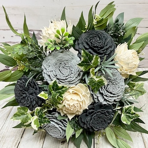 Bride Wedding Bouquet, Wooden Bouquet, Wedding Keepsake, Fake Bouquet Flowers, Wood Flower Bundle, Sola Bridal Bouquet, Wedding Florals