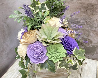 Purple Wedding Centerpiece, Sola Wood Flower Arrangement, Keepsake Wedding, Elegant Wedding, Keepsake Gift, Floral Arrangement, Wood Flowers