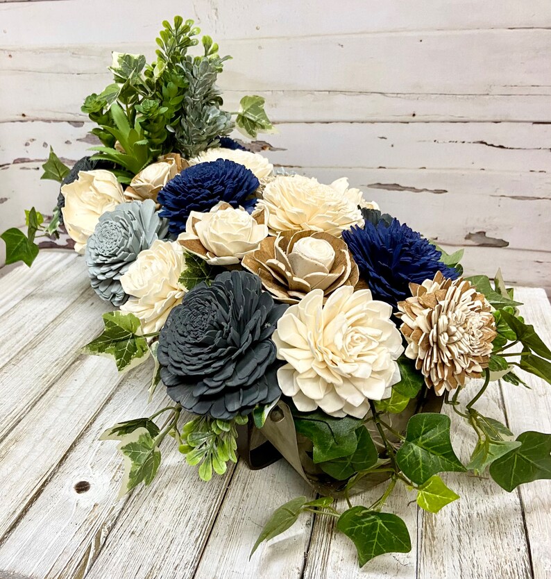 Wood Flower Centerpieces Coffee Table Décor Farmhouse Sola Etsy