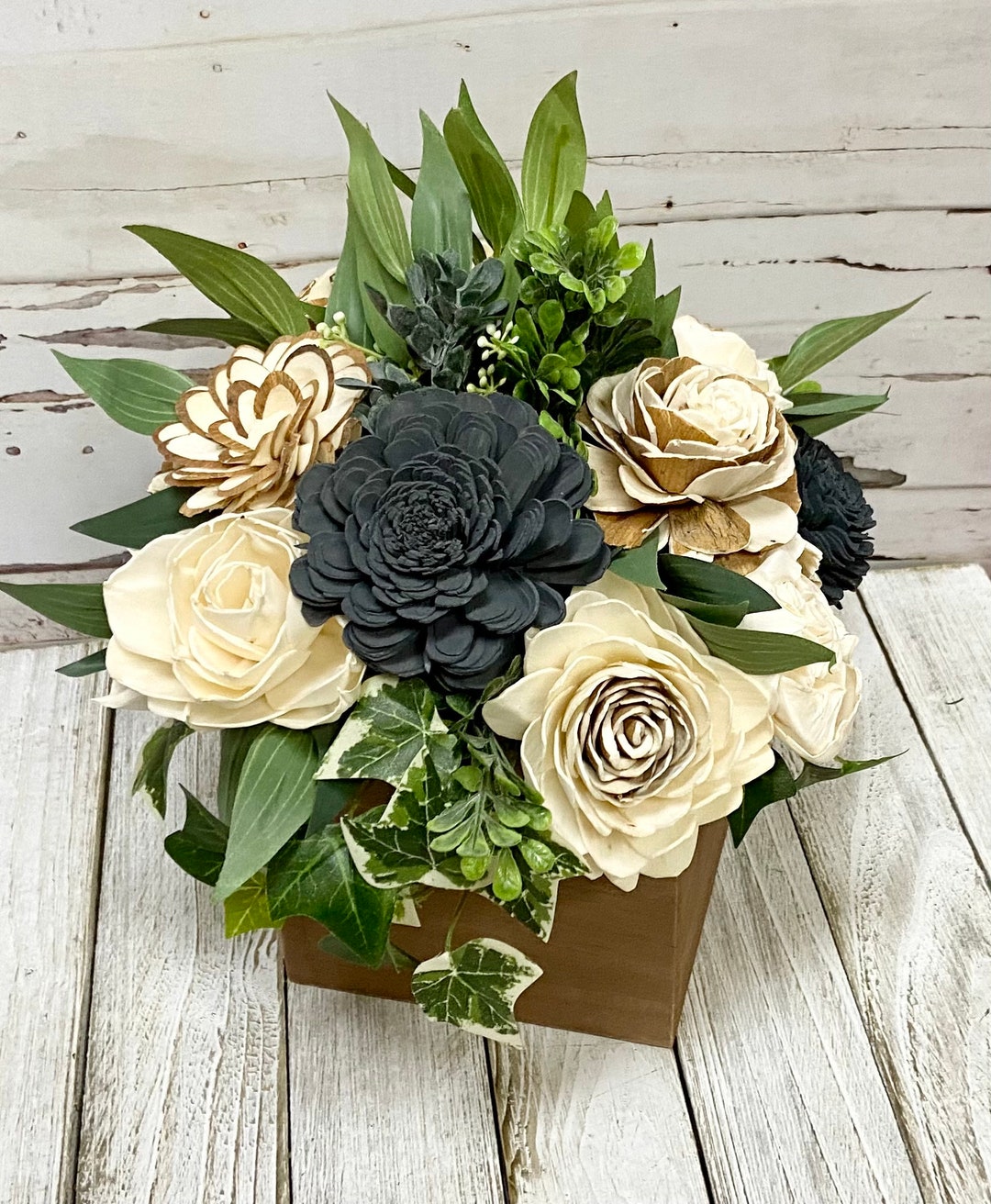 Sola Wood Centerpiece, Wood Flower Arrangement, A Gray Wedding ...