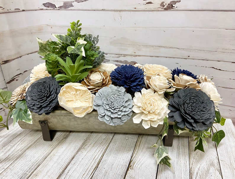 Wood Flower Centerpieces Coffee Table Décor Farmhouse Sola Etsy