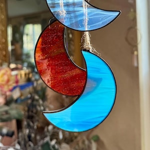 Moon | Stained Glass Moon | Half Moon | Moon Suncatcher | Crescent Moon | Moon Ornament