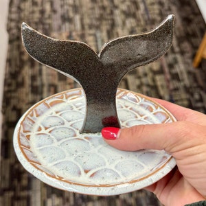 Whale Tail Jewelry Dish, Handmade, Ceramic Ring Dish