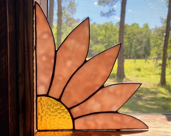 Sunflower Coneflower Stained Glass Sunflower Corner Etsy