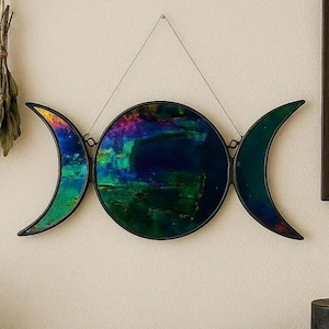 Triple Goddess Moon Stained Glass | Moon Phases
