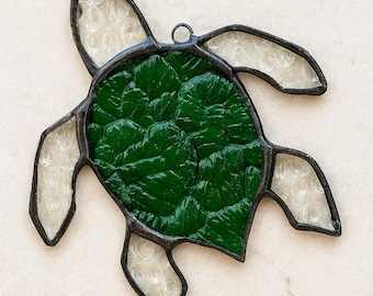 Stained Glass Sea Turtle Suncatcher: Handmade Turtle Ornament