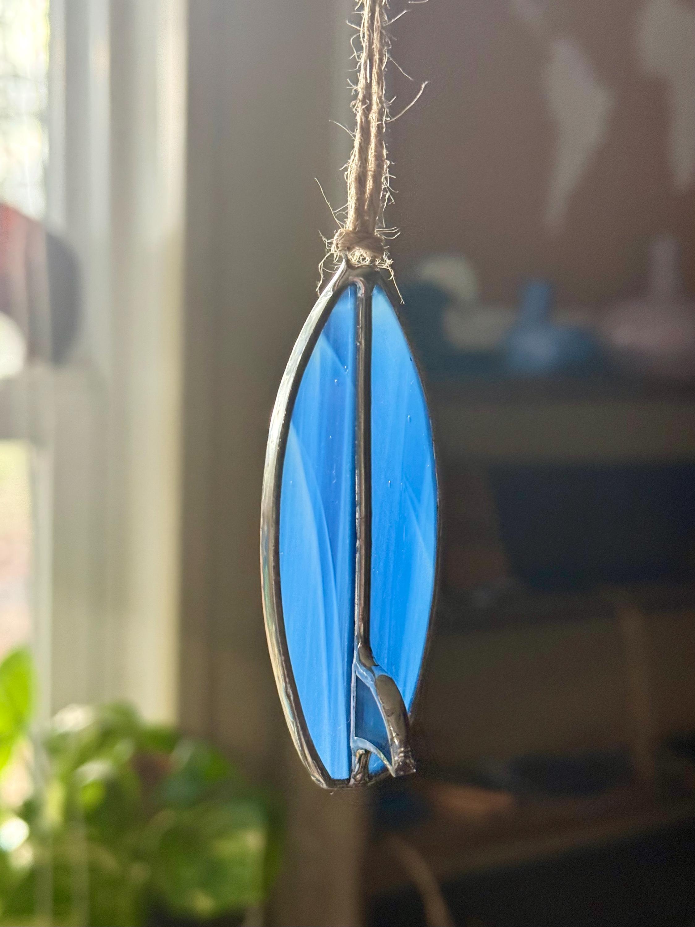 Handgefertigter Surfbrett-Autoanhänger | Buntglas-Surfbrett | Geschenk für Surfer