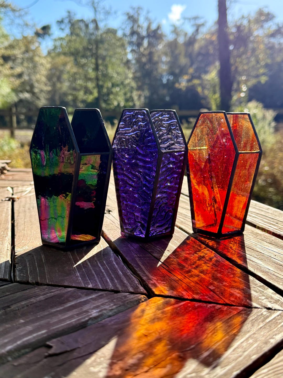 Stained Glass Coffin Makeup Holder | Coffin Organizer | Goth Gift | Dracula - Etsy