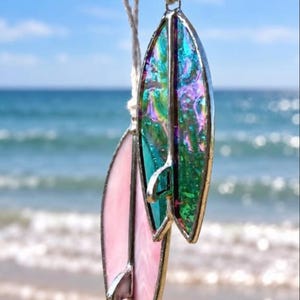 Handmade Surfboard Car Charm | Stained Glass Surfboard | Gift for Surfers
