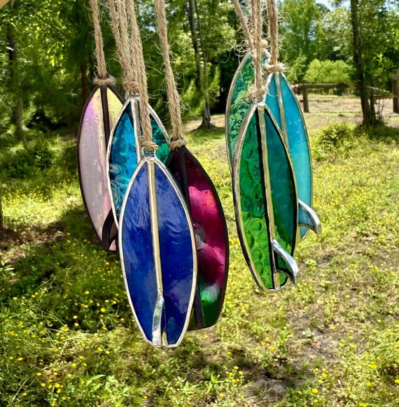 Handmade Surfboard Car Charm | Stained Glass Surfboard | Gift for Surfers