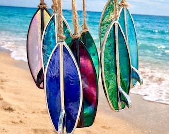 Handmade Surfboard Car Charm | Stained Glass Surfboard | Gift for Surfers