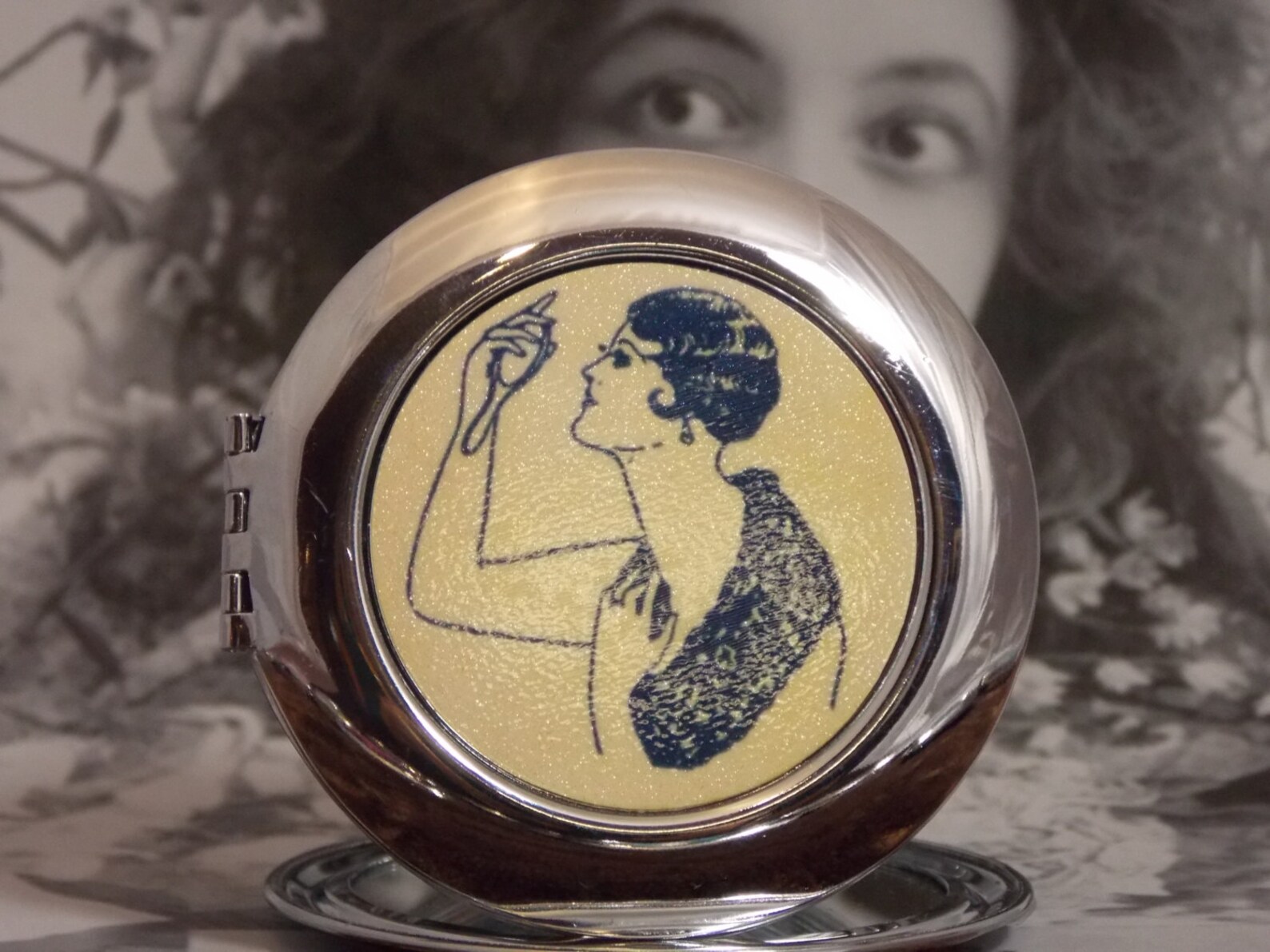 Compact Mirror Silver-tone Erotica 1920's Secret Image | Etsy