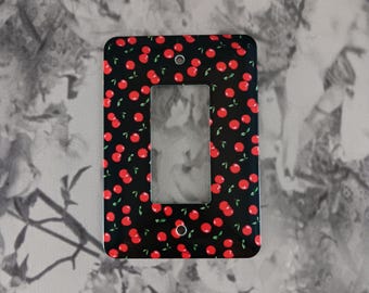 Dynastyprints Slightly Imperfect Metal Rocking Light Switch or GFCI Outlet Cover -  Red Cherries Print on Metal Cover -
