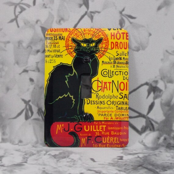 Metal Cat Light Switch Cover Paris Black Cat Chat Noir Etsy