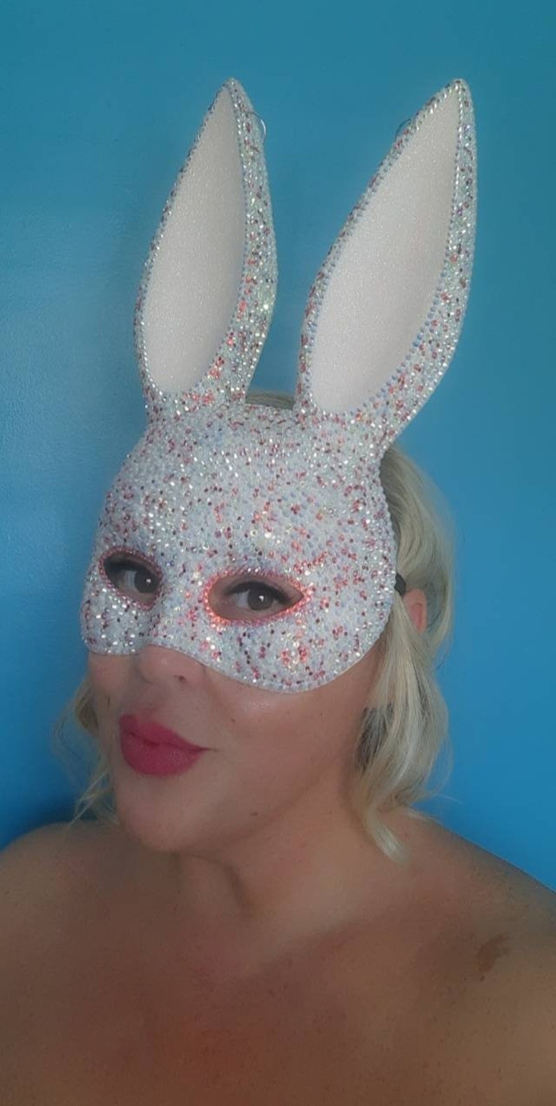 Bling Covered Bunny Rabbit Mask Masquerade Halloween Etsy