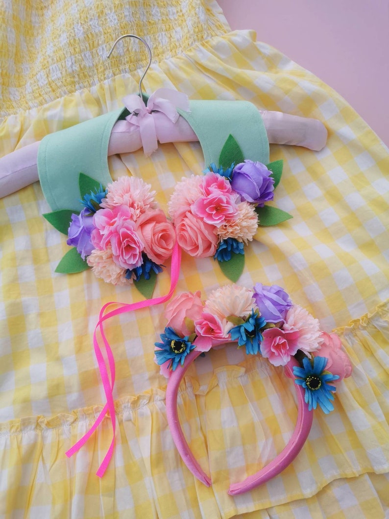 Faux flower collar and headband hairband set festival wedding garden party spring flowers image 6