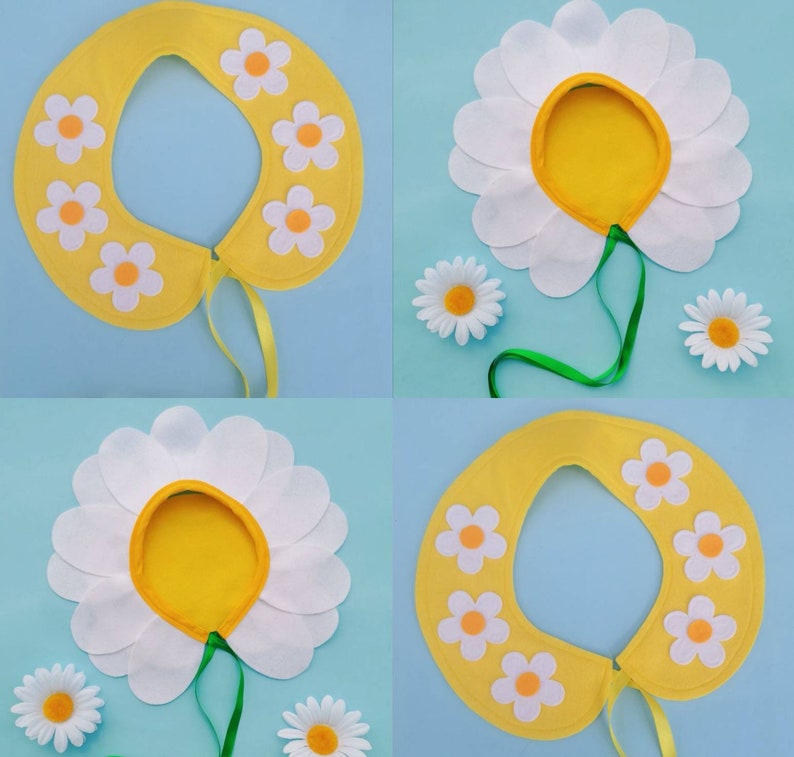 The Daisy felt collar. Flower fairy flower power cottagecore flowers felt daisy image 6