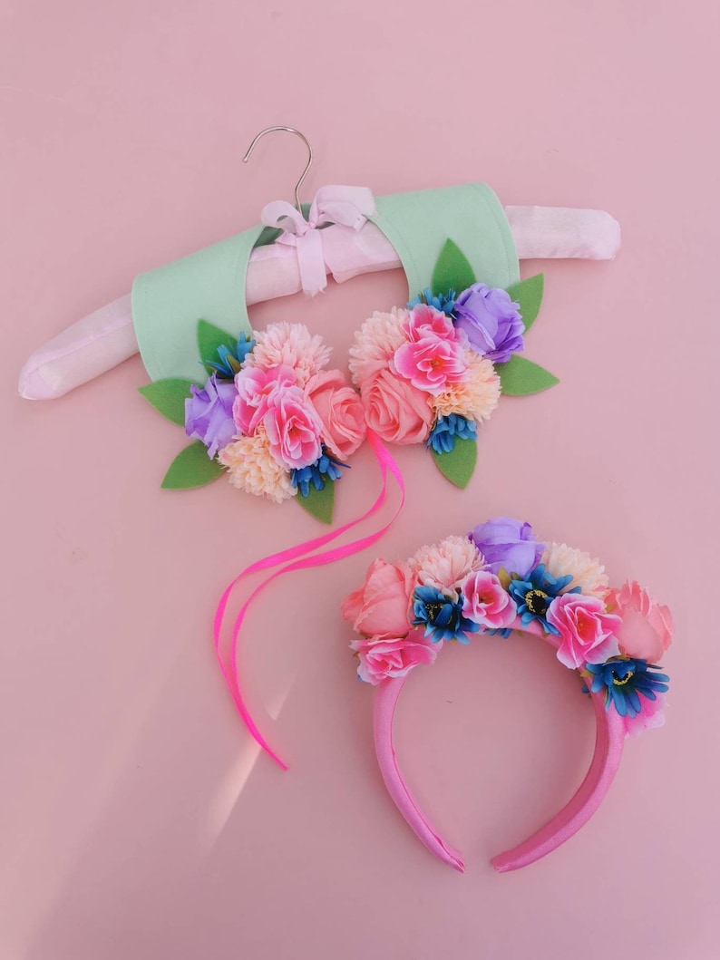 Faux flower collar and headband hairband set festival wedding garden party spring flowers image 5