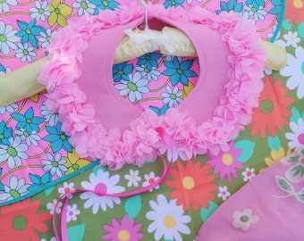 Pink ruffle flower pastel spring felt collar