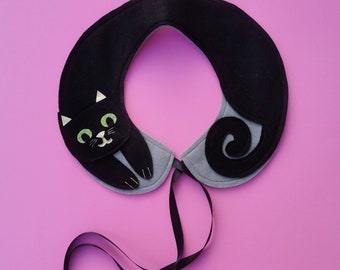 Black cat felt collar                              kitty / pet love / cat lover / accessories / accessory