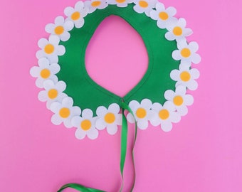 Daisy flower ring felt collar